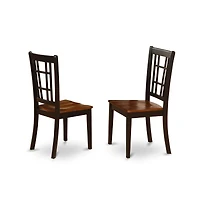 East West Furniture 3 Pc Dining Table with 2 Wood Chairs in Black and Cherry
