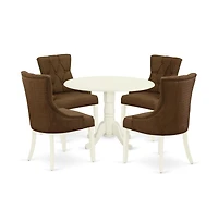East West Furniture Dining Room Set Linen White