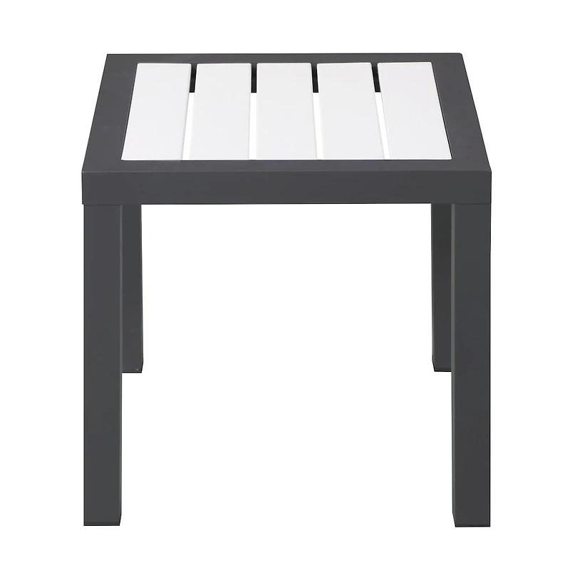 Meridian Furniture Nizuc White Wood Look Accent Paneling Outdoor Patio Aluminum End Table