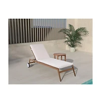 Meridian Furniture Maui Cream Water Resistant Fabric Outdoor Patio Lounger