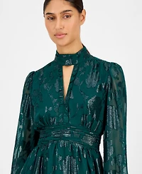 Anne Klein Women's Floral Chiffon Split-Neck Maxi Dress