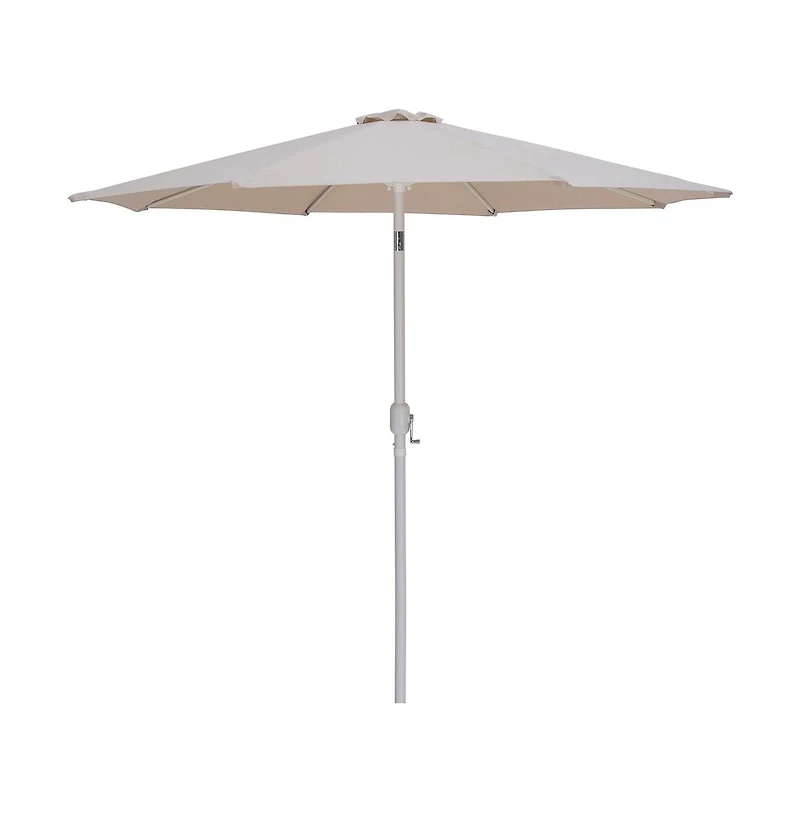 Meridian Furniture Fiji Beige Fabric / Matte White Aluminum Patio Umbrella with Base Sets