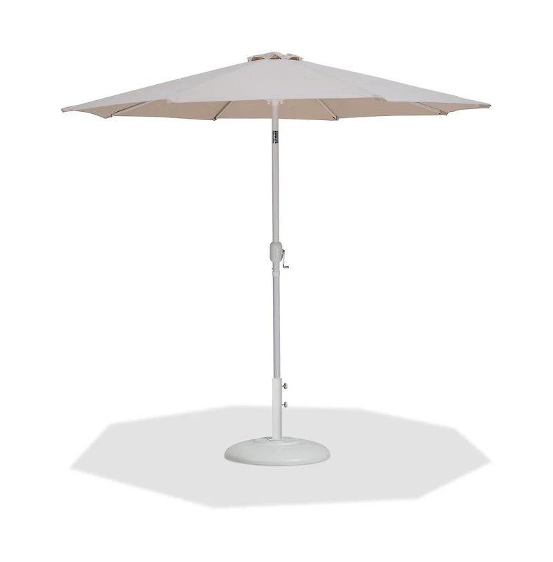 Meridian Furniture Fiji Beige Fabric / Matte White Aluminum Patio Umbrella with Base Sets