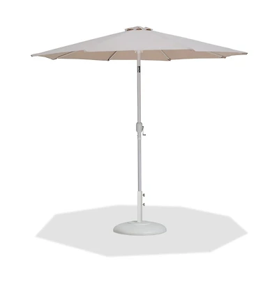 Meridian Furniture Fiji Beige Fabric / Matte White Aluminum Patio Umbrella with Base Sets