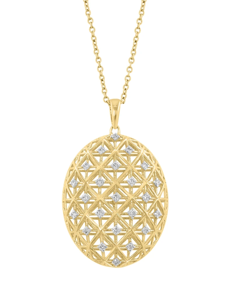 Effy Diamond Lattice Openwork Oval 18" Pendant Necklace (1/4 ct. t.w.) in 14k Gold