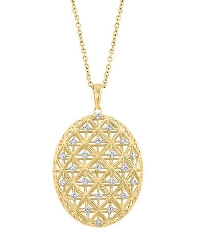 Effy Diamond Lattice Openwork Oval 18" Pendant Necklace (1/4 ct. t.w.) in 14k Gold