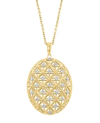 Effy Diamond Lattice Openwork Oval 18" Pendant Necklace (1/4 ct. t.w.) in 14k Gold