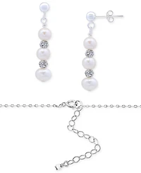 Giani Bernini 2-Pc. Set Freshwater Pearl & Crystal Vertical Pendant Necklace & Matching Drop Earrings in Sterling Silver, Macy's Exclusive
