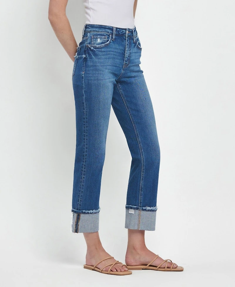 Vervet Women's High Rise Cuffed Straight Jeans
