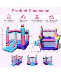 Akiudex Inflatable Water Slide Park with Climbing Wall Splash Pool and Ball Pit