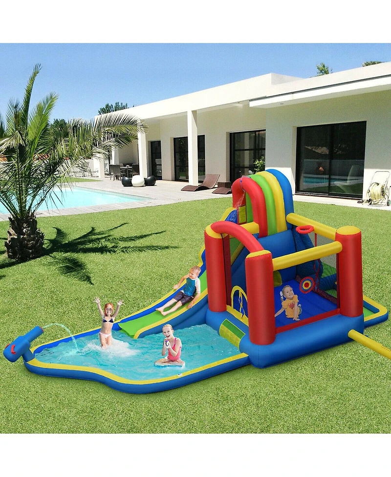 Akiudex Inflatable 9-in-1 Bounce House with Slide and Water Cannon