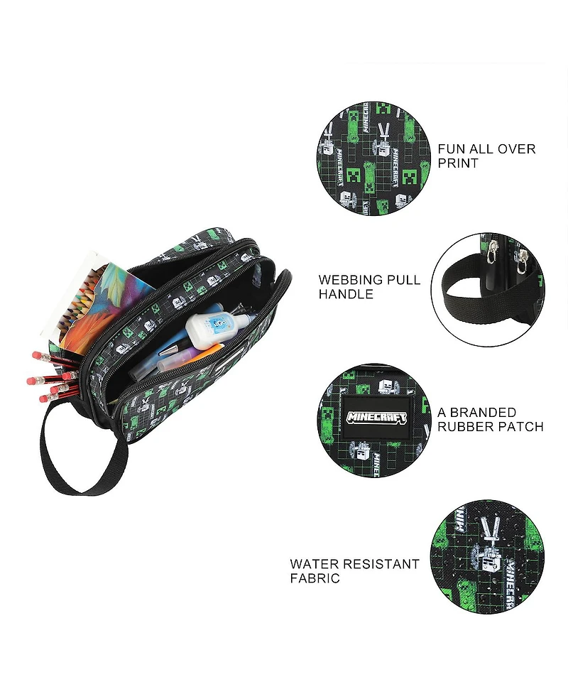 Minecraft Creepers Dual-Compartment Utility Case With Webbing Pull Handle