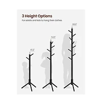 Slickblue Freestanding Solid Wood Coat Rack with 8 Hanging Hooks, Modern Design