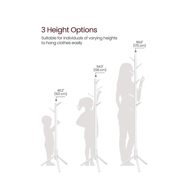 Slickblue Freestanding Solid Wood Coat Rack with 8 Hanging Hooks, Modern Design