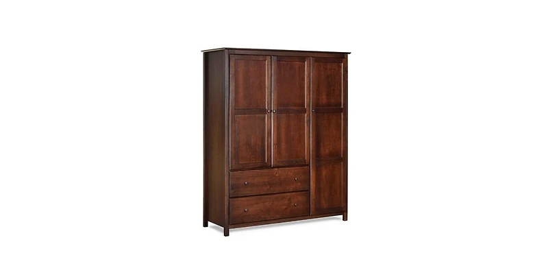 Slickblue Wood Finish Bedroom Wardrobe Armoire Cabinet with Shelves and Hanging Rod