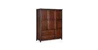 Slickblue Wood Finish Bedroom Wardrobe Armoire Cabinet with Shelves and Hanging Rod