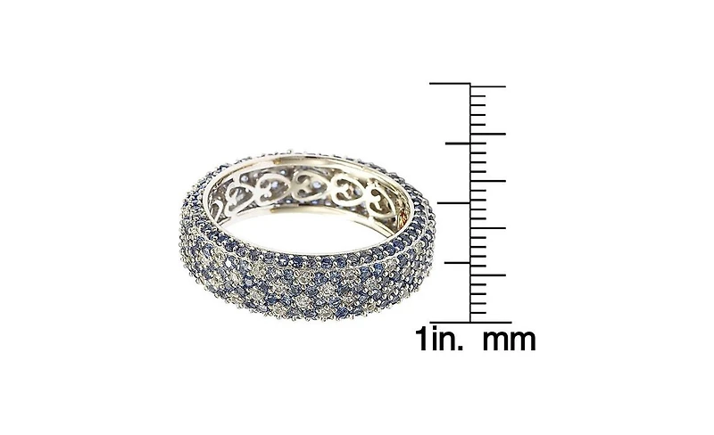 Suzy Levian Sterling Silver Sapphire & Created White Pave Eternity Band Ring