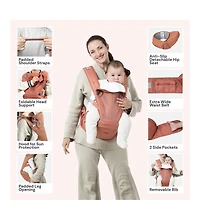 BabbleRoo Kids Carrier 6 in 1 Carrier with Hip Seat, Comfy & Adjustable Kangaroo Rose
