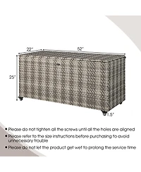 Akiudex 96 Gallon Pe Wicker Outdoor Storage Box with 4 Wheels - Gray