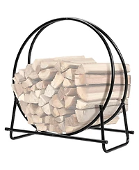 Akiudex 30-Inch Tubular Steel Log Hoop Firewood Storage Rack