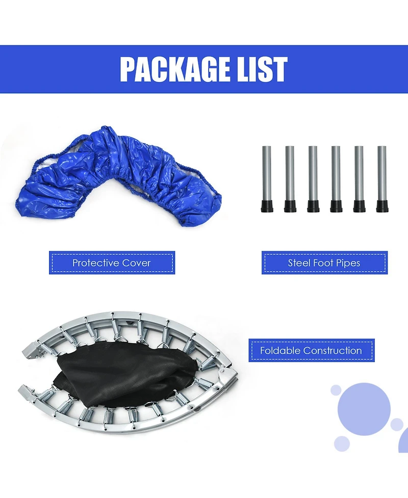 Akiudex Folding Trampoline for Adults and Kids with 28 Springs and Padded Edge