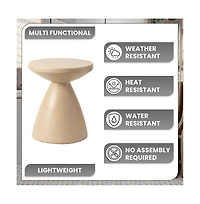 LeisureMod Dune Collection Fiberglass Outdoor Side Table in Beige