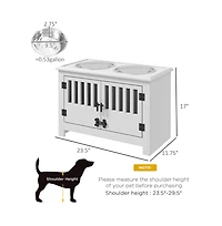 Aostirmotor 37 in-l White Elevated Dog Bowls Storage Cabinet Raised Dog Bowl Stand Feeding Station
