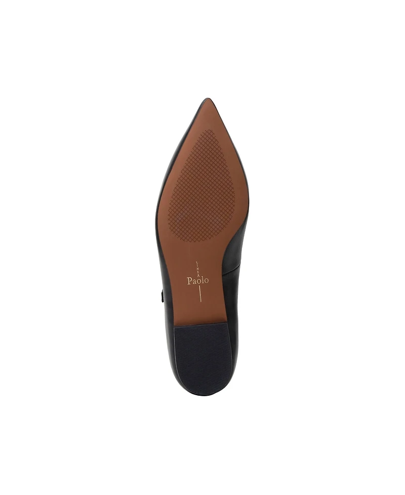 Corinne | Gold Buckle T-Strap Nappa Leather Skimmers