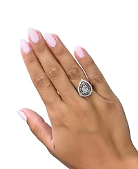 Le Vian Nude Diamond & Chocolate Diamond Teardrop Halo Cluster Ring (1-1/6 ct. t.w.) in 14k White Gold