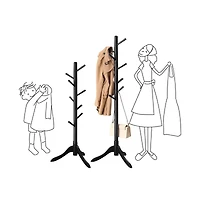 Slickblue Space-Saving Solid Wood Coat Rack with Modern Design for Entryway or Bedroom