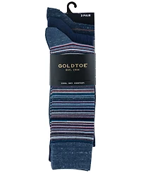 Gold Toe Men's 3-Pack Frankie Stripe Reinforced Toe Crew Socks