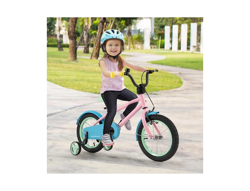 Kids Bike with Adjustable Handlebar and Saddle - Pink