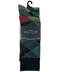 Gold Toe Men's 3-Pack Holiday Plaid Reinforced Toe Crew Socks