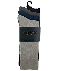 Gold Toe Men's 3-Pack Oscar Texture Reinforced Toe Crew Socks