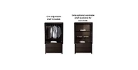 Slickblue Solid Wood Bedroom Armoire Wardrobe with Hanging Bar for Clothes Storage