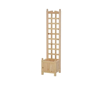 Slickblue Solid Fir Wood Raised Garden Bed Planter Box with Trellis for Vertical Growth