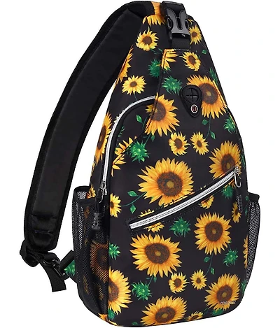 Mosiso Sunflower Rope Sling Backpack - Lightweight Travel & Hiking Daypack | Water-Resistant Crossbody Chest Bag with Quick-Access Pocket