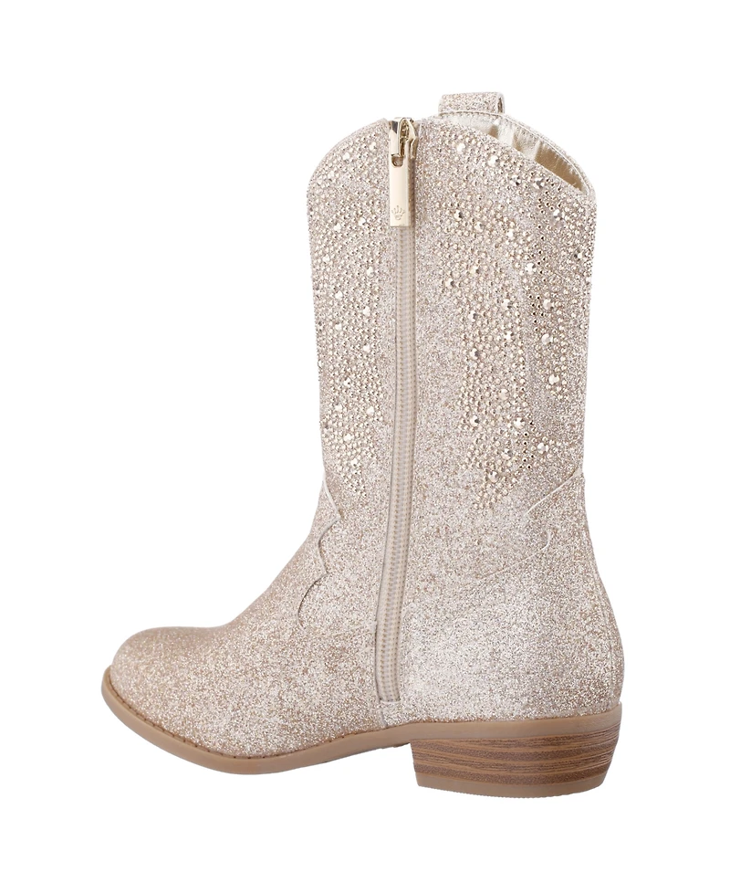 Nina Big Girls Glitter Side Zip Cowboy Boots