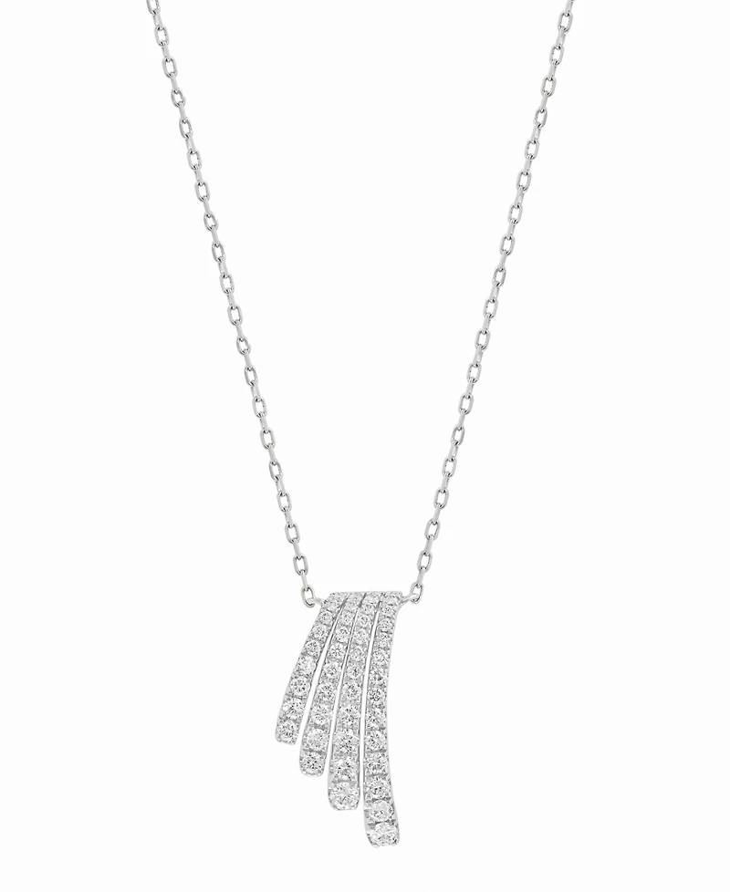 Effy Diamond Graduated Curved Bar Pendant Necklace (1/2 ct. t.w.) in 14k White Gold, 16" + 2" extender