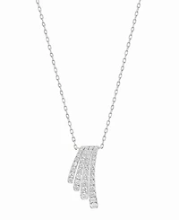 Effy Diamond Graduated Curved Bar Pendant Necklace (1/2 ct. t.w.) in 14k White Gold, 16" + 2" extender