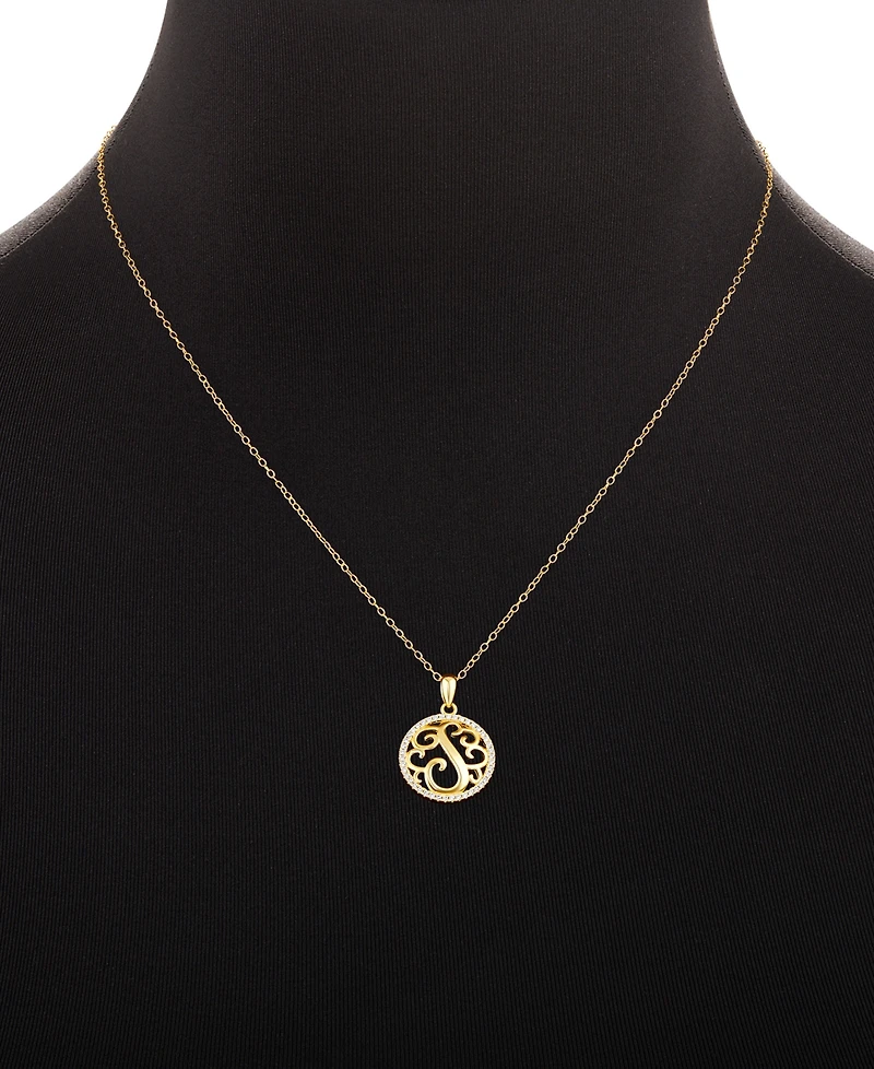 Giani Bernini Cubic Zirconia S Monogram 18" Pendant Necklace in 18k Gold Over Sterling Silver, Created for Macy's