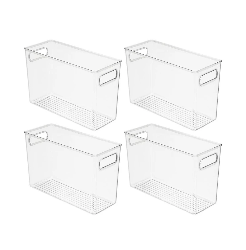 iDesign Plastic Storage Bin with Handles - Set of - Clear