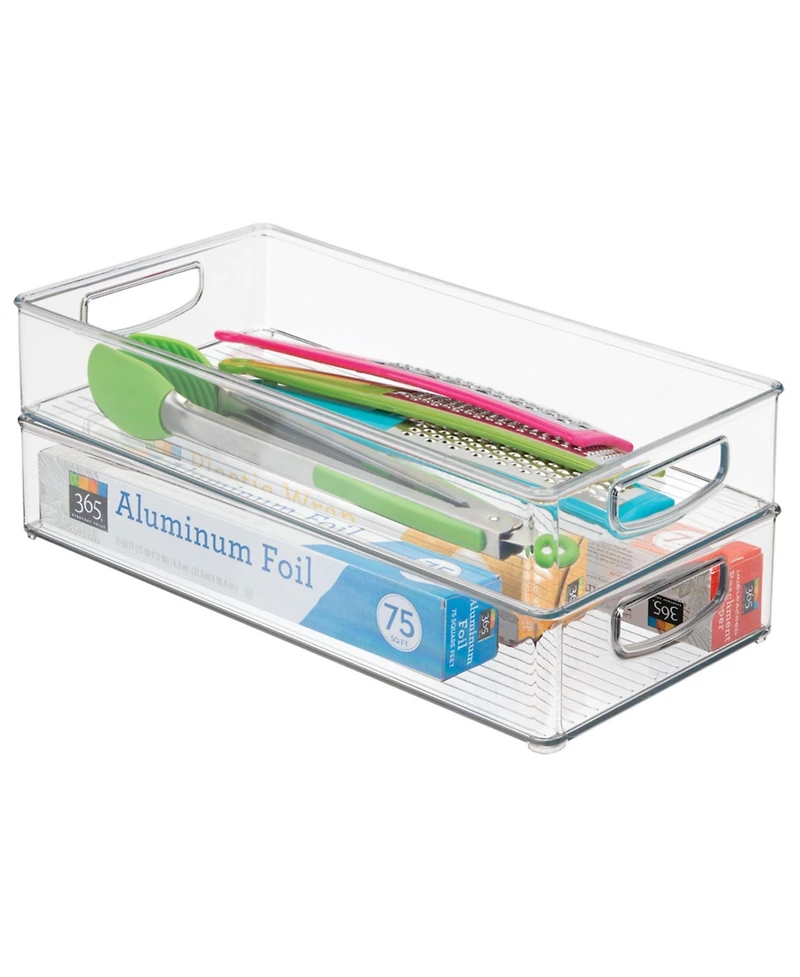 iDesign Stackable Pantry Storage Bin with Handles, Set of 4, Clear