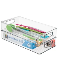 iDesign Stackable Pantry Storage Bin with Handles, Set of 4, Clear