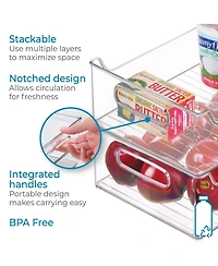 iDesign Plastic Stackable Pantry Bin with Handles, Set of 2, Clear, Made in Usa