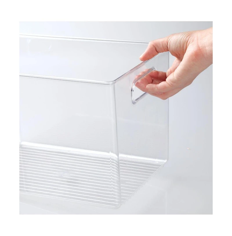 iDesign Plastic Storage Bin with Handles - Set of - Clear