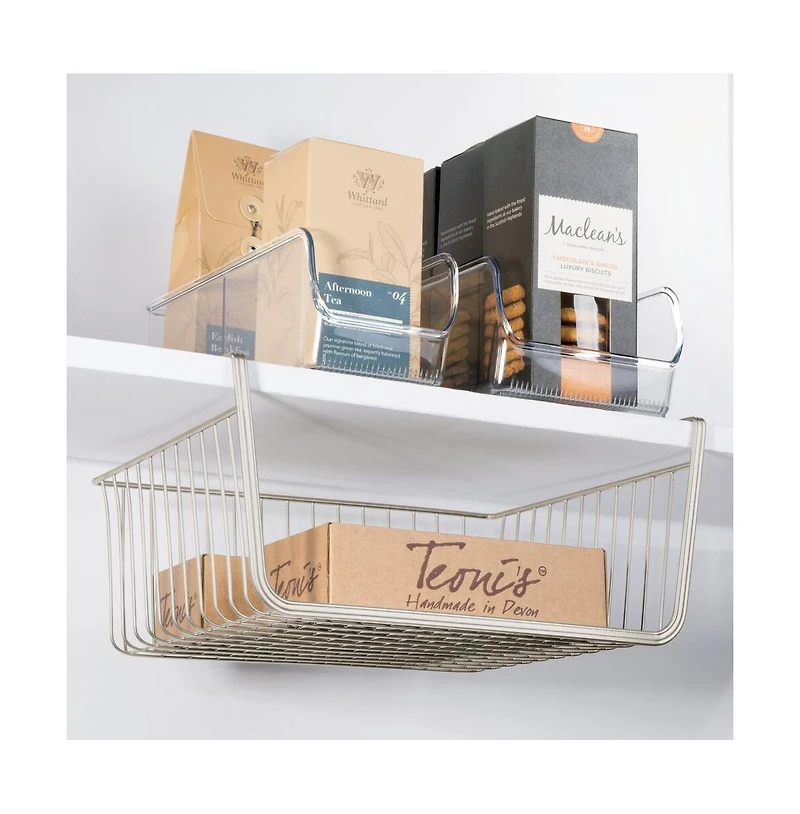 iDesign Stackable 3-Section Storage Bin for Pantry, Set of 4, Clear, Made in Usa