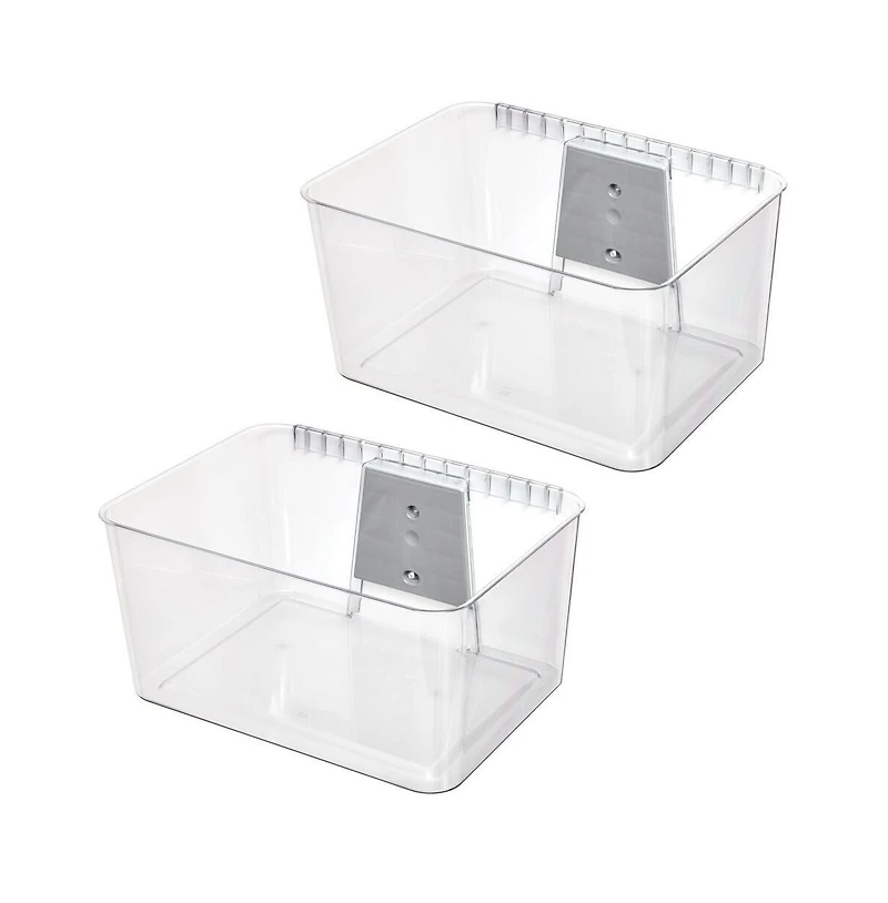iDesign Large Wallspace Wall-Mounted Bin and Bracket - Set of 2 - Clear/Charcoal