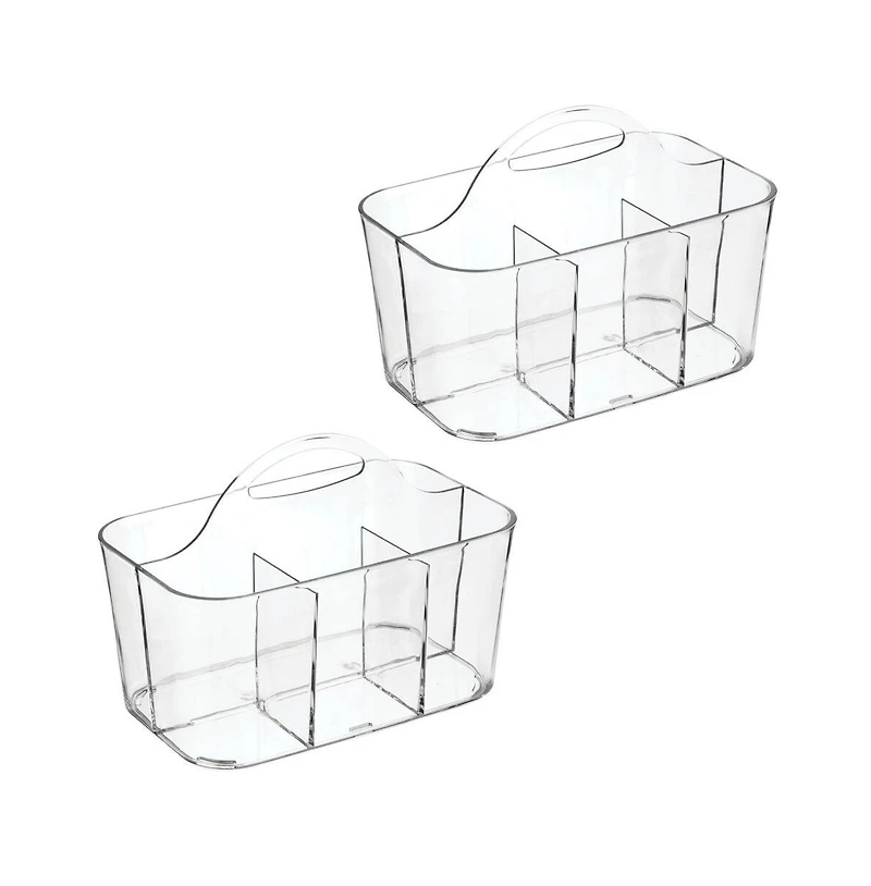 iDesign 4-Section Storage Caddy with Handle, Set of 2, Clear, Made in Usa