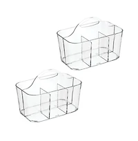 iDesign 4-Section Storage Caddy with Handle, Set of 2, Clear, Made in Usa